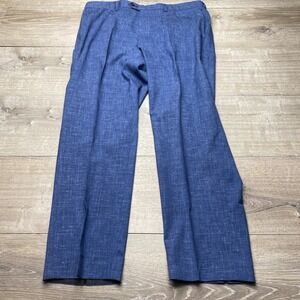 Proper Cloth Pants Mens 36x30 Slim Dino Filarte Wool Linen Stretch Blue Textured